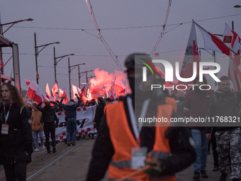 An Independence March is organized by the extreme right on the 106th anniversary of regaining independence in Warsaw, Poland, on November 11...