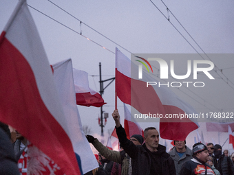 An Independence March is organized by the extreme right on the 106th anniversary of regaining independence in Warsaw, Poland, on November 11...