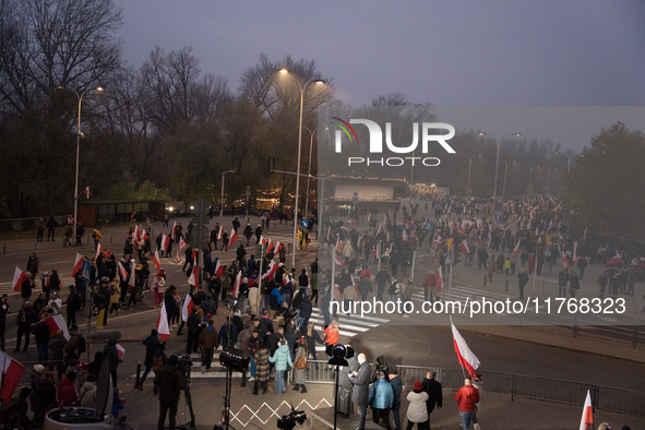 An Independence March is organized by the extreme right on the 106th anniversary of regaining independence in Warsaw, Poland, on November 11...