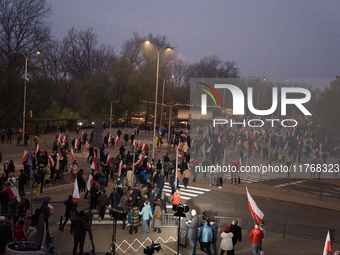 An Independence March is organized by the extreme right on the 106th anniversary of regaining independence in Warsaw, Poland, on November 11...