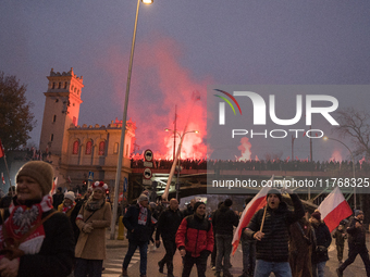 An Independence March is organized by the extreme right on the 106th anniversary of regaining independence in Warsaw, Poland, on November 11...