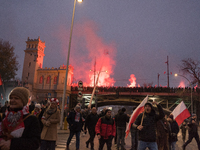 An Independence March is organized by the extreme right on the 106th anniversary of regaining independence in Warsaw, Poland, on November 11...