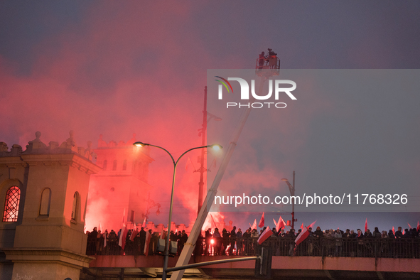 An Independence March is organized by the extreme right on the 106th anniversary of regaining independence in Warsaw, Poland, on November 11...