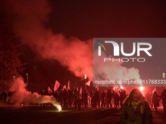 An Independence March is organized by the extreme right on the 106th anniversary of regaining independence in Warsaw, Poland, on November 11...