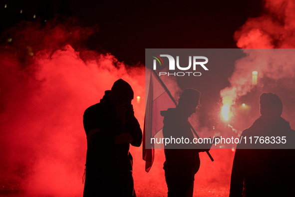 An Independence March is organized by the extreme right on the 106th anniversary of regaining independence in Warsaw, Poland, on November 11...