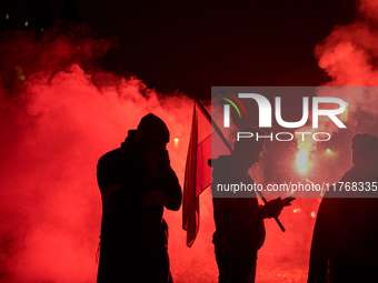 An Independence March is organized by the extreme right on the 106th anniversary of regaining independence in Warsaw, Poland, on November 11...