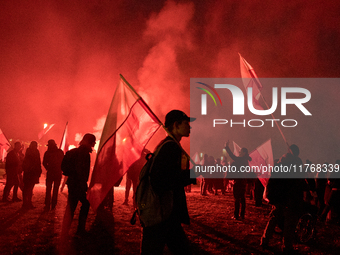 An Independence March is organized by the extreme right on the 106th anniversary of regaining independence in Warsaw, Poland, on November 11...