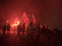 An Independence March is organized by the extreme right on the 106th anniversary of regaining independence in Warsaw, Poland, on November 11...