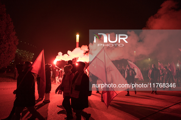 An Independence March is organized by the extreme right on the 106th anniversary of regaining independence in Warsaw, Poland, on November 11...