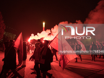 An Independence March is organized by the extreme right on the 106th anniversary of regaining independence in Warsaw, Poland, on November 11...