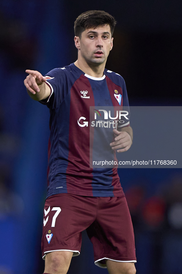 Xeber Alkain of SD Eibar reacts during the LaLiga Hypermotion match between RC Deportivo de La Coruna and SD Eibar at Abanca Riazor Stadium...