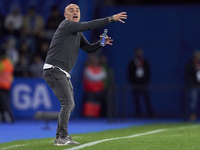 Oscar Gilsanz, Head Coach of RC Deportivo de La Coruna, reacts during the LaLiga Hypermotion match between RC Deportivo de La Coruna and SD...