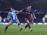 Xeber Alkain of SD Eibar competes for the ball with Rafa Obrador of RC Deportivo de La Coruna during the LaLiga Hypermotion match between RC...