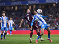 Xeber Alkain of SD Eibar competes for the ball with Rafa Obrador of RC Deportivo de La Coruna during the LaLiga Hypermotion match between RC...