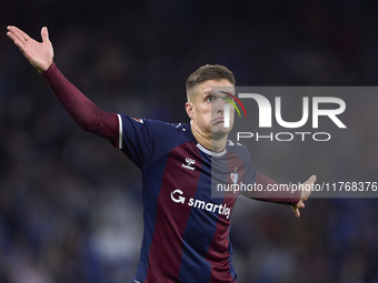 Jose Corpas of SD Eibar reacts during the LaLiga Hypermotion match between RC Deportivo de La Coruna and SD Eibar at Abanca Riazor Stadium i...