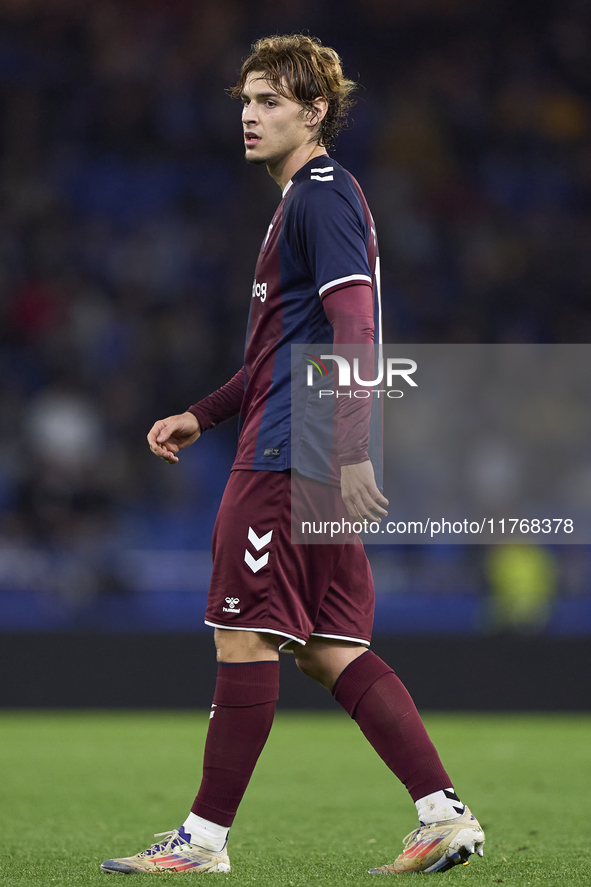 Jorge Pascual of SD Eibar looks on during the LaLiga Hypermotion match between RC Deportivo de La Coruna and SD Eibar at Abanca Riazor Stadi...