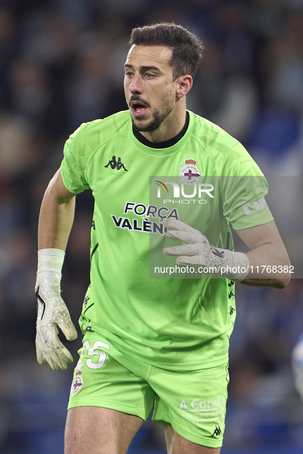 Helton Leite of RC Deportivo de La Coruna reacts during the LaLiga Hypermotion match between RC Deportivo de La Coruna and SD Eibar at Abanc...