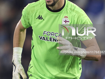 Helton Leite of RC Deportivo de La Coruna reacts during the LaLiga Hypermotion match between RC Deportivo de La Coruna and SD Eibar at Abanc...