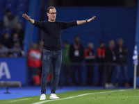 Joseba Etxeberria, Head Coach of SD Eibar, reacts during the LaLiga Hypermotion match between RC Deportivo de La Coruna and SD Eibar at Aban...