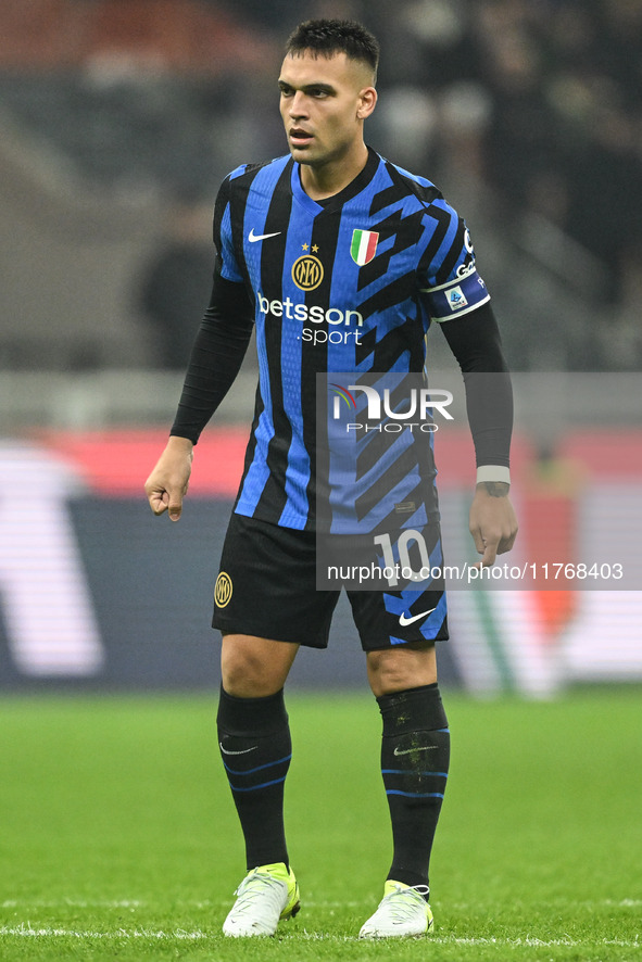 Lautaro Martinez of Inter FC participates in the Italian Serie A football match between Inter FC and SSC Napoli in Milan, Italy, on November...