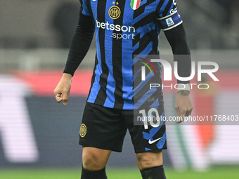 Lautaro Martinez of Inter FC participates in the Italian Serie A football match between Inter FC and SSC Napoli in Milan, Italy, on November...