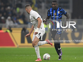 Marcus Thuram of Inter FC participates in the Italian Serie A football match between Inter FC and SSC Napoli in Milan, Italy, on November 10...