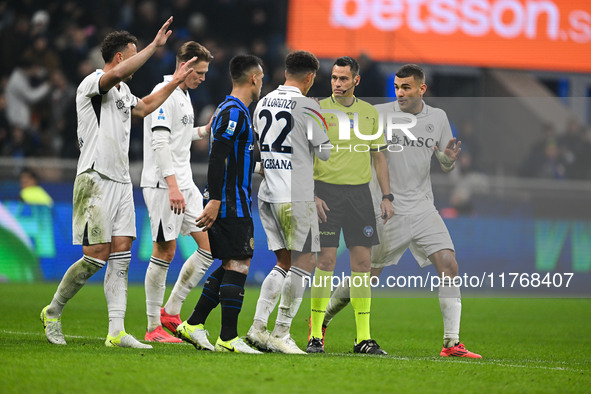 Referee Maurizio Mariani is seen during the Italian Serie A football match between Inter FC and SSC Napoli at Giuseppe Meazza San Siro Stadi...