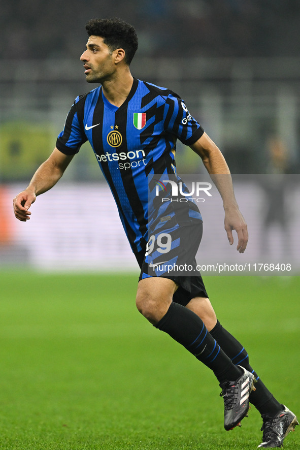 Mehdi Taremi of Inter FC participates in the Italian Serie A football match between Inter FC and SSC Napoli at Giuseppe Meazza San Siro Stad...