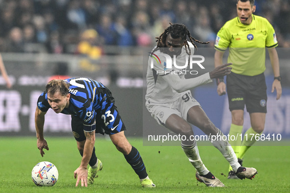 Nicolo Barella of Inter FC participates in the Italian Serie A football match between Inter FC and SSC Napoli in Milan, Italy, on November 1...