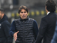 Antonio Conte of SSC Napoli and coach Simone Inzaghi of Inter FC are present during the Italian Serie A football match between Inter FC and...