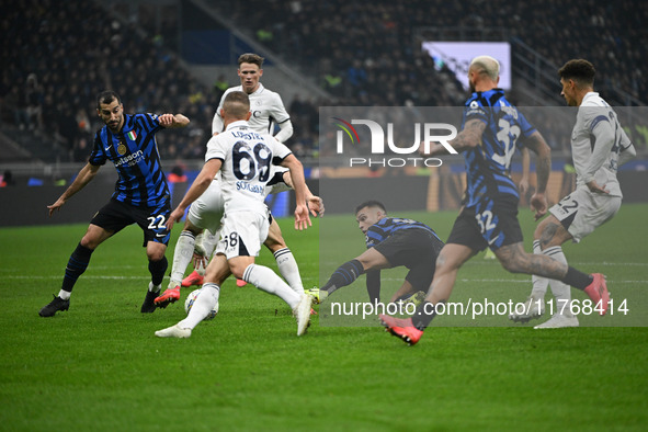 Lautaro Martinez of Inter FC participates in the Italian Serie A football match between Inter FC and SSC Napoli in Milan, Italy, on November...