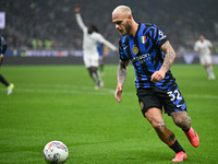 Federico Dimarco of Inter FC participates in the Italian Serie A football match between Inter FC and SSC Napoli in Milan, Italy, on November...