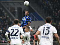 Denzel Dumfries of Inter FC participates in the Italian Serie A football match between Inter FC and SSC Napoli in Milan, Italy, on November...