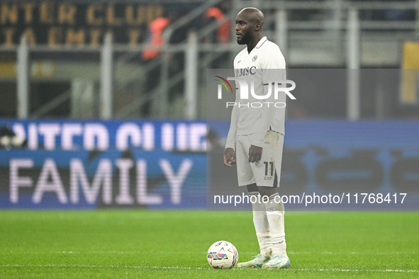 Romelu Lukaku of SSC Napoli participates in the Italian Serie A football match between Inter FC and SSC Napoli in Milan, Italy, on November...