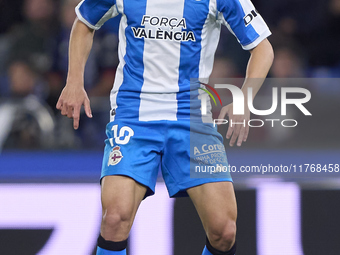 Yeremay Hernandez of RC Deportivo de La Coruna is in action during the LaLiga Hypermotion match between RC Deportivo de La Coruna and SD Eib...