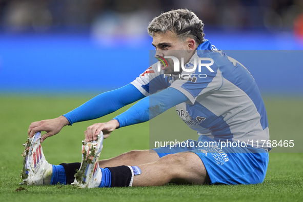 David Mella of RC Deportivo de La Coruna reacts during the LaLiga Hypermotion match between RC Deportivo de La Coruna and SD Eibar at Abanca...