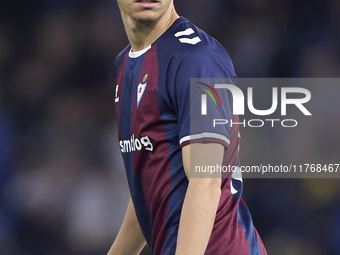 Kento Hashimoto of SD Eibar looks on during the LaLiga Hypermotion match between RC Deportivo de La Coruna and SD Eibar at Abanca Riazor Sta...