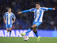 Cristian Herrera of RC Deportivo de La Coruna plays during the LaLiga Hypermotion match between RC Deportivo de La Coruna and SD Eibar at Ab...