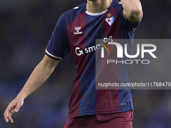 Kento Hashimoto of SD Eibar reacts during the LaLiga Hypermotion match between RC Deportivo de La Coruna and SD Eibar at Abanca Riazor Stadi...