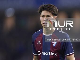 Kento Hashimoto of SD Eibar looks on during the LaLiga Hypermotion match between RC Deportivo de La Coruna and SD Eibar at Abanca Riazor Sta...