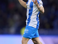 Mario Soriano of RC Deportivo de La Coruna celebrates after he scores his team's first goal during the LaLiga Hypermotion match between RC D...