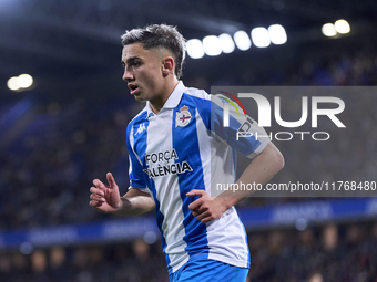 Yeremay Hernandez of RC Deportivo de La Coruna looks on during the LaLiga Hypermotion match between RC Deportivo de La Coruna and SD Eibar a...