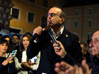 Stefano Parisi of the association Setteottobre participates in a demonstration against anti-Semitic violence at Largo Argentina in Rome, Ita...