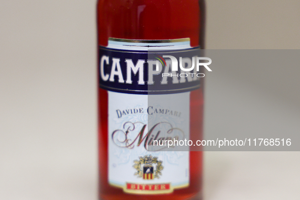 Campari bottle is seen in this illustration photo taken in Berlin, Germany on November 11, 2024. 