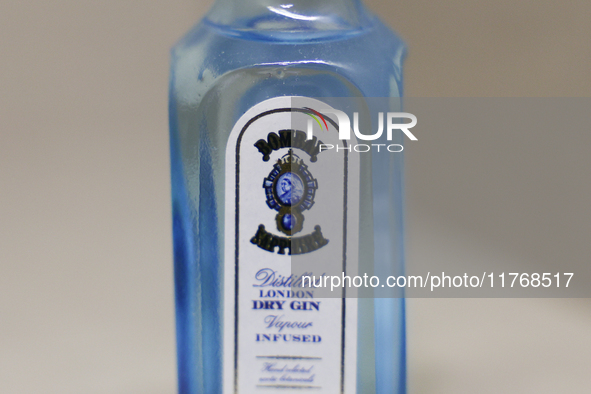 Bombay Sapphire bottle is seen in this illustration photo taken in Berlin, Germany on November 11, 2024. 