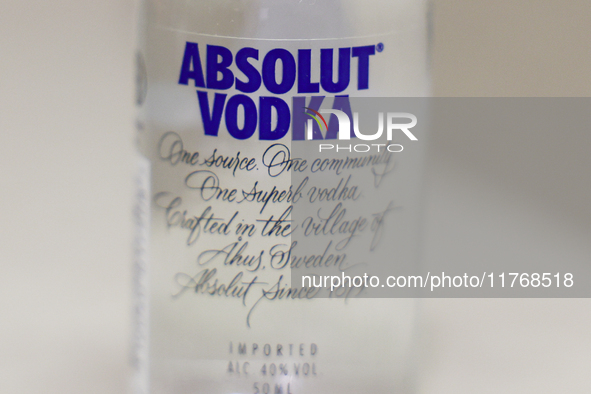 Absolut bottle is seen in this illustration photo taken in Berlin, Germany on November 11, 2024. 