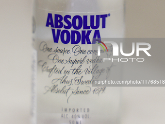 Absolut bottle is seen in this illustration photo taken in Berlin, Germany on November 11, 2024. (