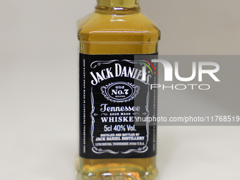 Jack Daniel's bottle is seen in this illustration photo taken in Berlin, Germany on November 11, 2024. (