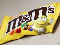 M&M's packaging is seen in this illustration photo taken in Berlin, Germany on November 11, 2024. (