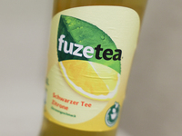 FuzeTea bottle is seen in this illustration photo taken in Berlin, Germany on November 11, 2024. (